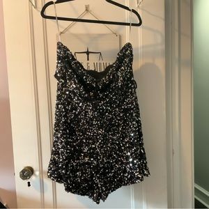 Black sequin romper - festivals concerts